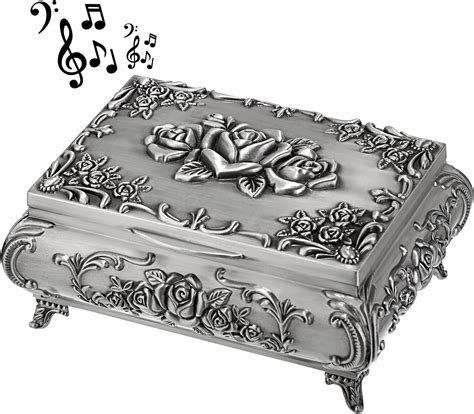 music box jewelry tray art on cap metal|ELLDOO Vintage Metal Music Box, Wind Up Musical Jewelry Box .